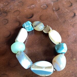 Chic Gold and Blue Gemstone Bracelet